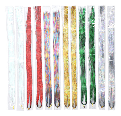 Kit Hair Tinsel Strand, 12 Peças De Extensões Coloridas E Br