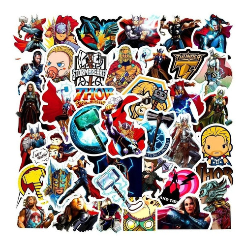 Imagen 3 de 3 de Thor - Set De 50 Stickers / Calcomanias / Pegatinas