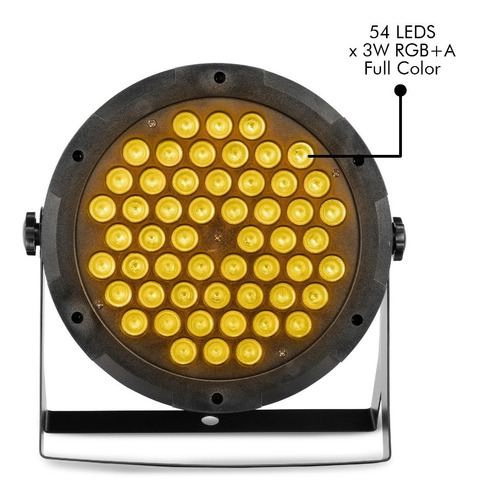 Imagen 3 de 9 de Cañón Led Par 54 Led X 3w Rgb + Ambar Full Color - Steelpro