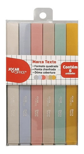 Caneta Marcatexto Jocar Office Quadrado 6 Cores