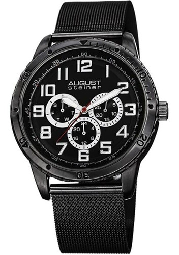 August Steiner As8115bk De Los Hombres Multifunción Reloj