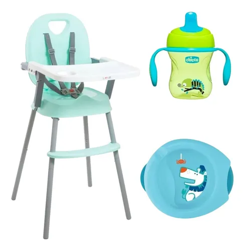 Silla Comer Bebe Booster Alta Portatil Rooby 3 En 1 Verde