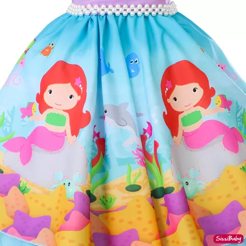 Vestido Fundo do Mar, Pequena Sereia, Vestido Ariel