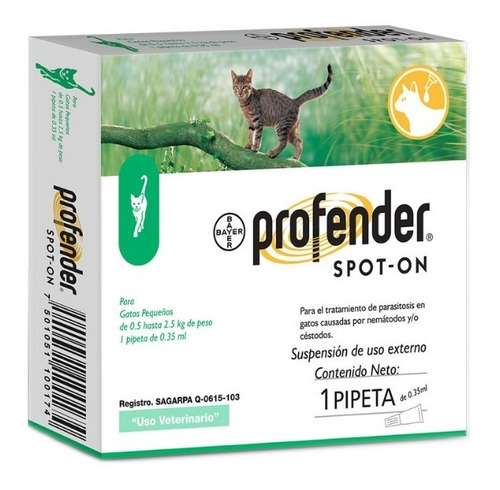 Profender Cat Chico 0.35ml (verde) 0.5 A 2.5 Kg Bayer