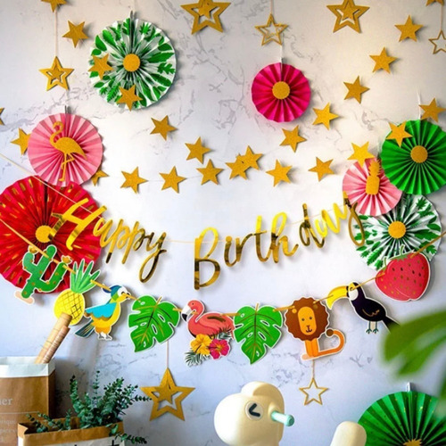 Decoración Kit Happy Birthday De Jungla Selva Animales