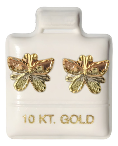 Broquel Mariposa 3 Oros 10k Oro Solido Grande