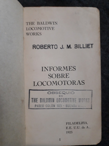 Informe Sobre Locomotoras Baldwin 1923 Trenes Ferrocarriles 