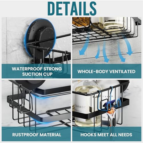Taili Suction Cup Shower Caddy, 2 Unidades, Estante De Ducha
