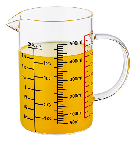 Taza Medidora De Vidrio Mango Aislado Y Pico Forma De V...