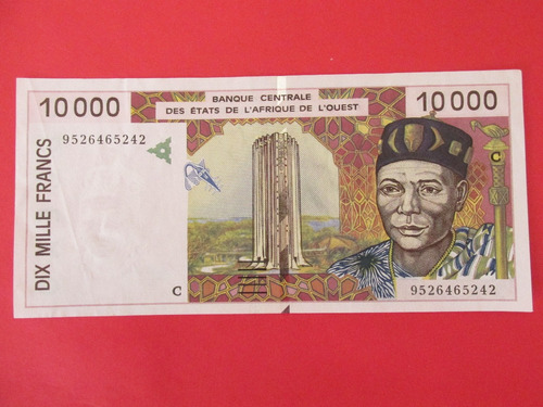 Billete Africa  Burkina Faso   10.000 Francos Muy Escaso 