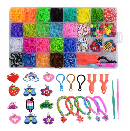 Kit Para Hacer Pulseras De Elástico 23 Colores 1500+ Uds