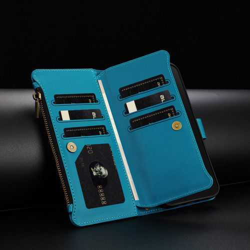 Funda Tipo Cartera De Piel Con Cierre De 9 Ranuras Para Huawei Nova Y70/y90, 6 Colores, Función Atril, Desmontable, Correa De Muñeca