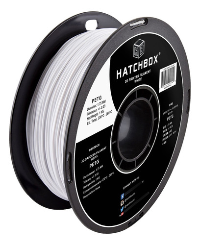 Hatchbox 3d Petg-1kg1.75-wht Petg Filamento Para Impresora 3