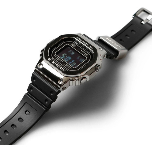 Reloj Casio G-shock Estándar Digital Gmw-b5000-1 Ghiberti Color de la correa Negro Color del bisel Plateado Color del fondo Negro