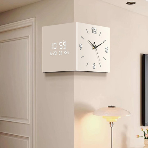 Reloj De Esquina Reloj De Pared Lateral Doble Leche Blanca