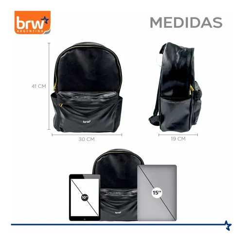 Mochila Universitaria Ecocuero Dise o Liso Brw