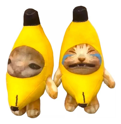 Kit 2 Gatitos Banana Cat De Peluche Llavero Plátano Kawaii