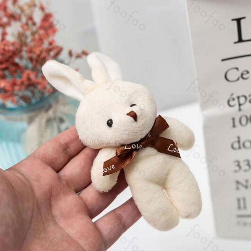 10 Llaveros De Moda Ositos Conejo Peluche Manualidade Foofoo Blanco