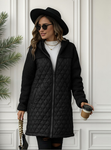 Abrigo De Felpa Con Cremallera Y Capucha De Moda Para Mujer