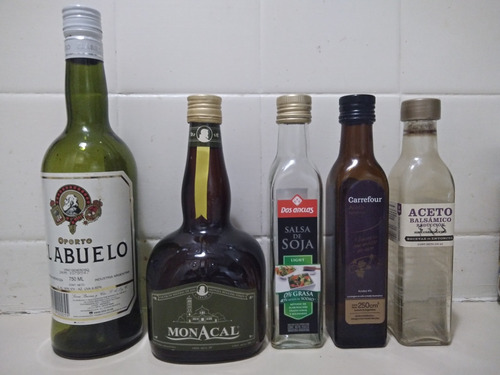 Lote Botellas Vacias De Vidrio X 5. Solo Tiene Uso Original