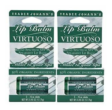 Trader Joe Orgánica Virtuoso Menta Verde Lip Balm Spf 15 (2 