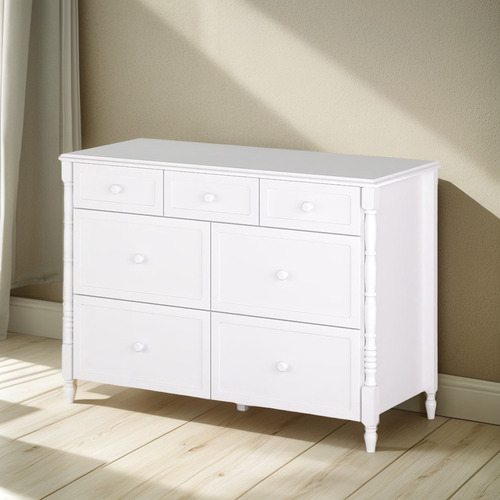 Cômoda De Bebê Monet 7 Gavetas 130cm - Branco Lilibee