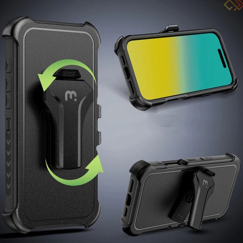 Funda Para Iphone 16 Pro Max Mybat Pro Maverick Clip Soporte Verde Maverick Series