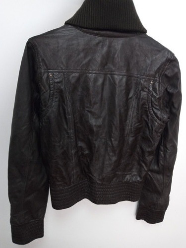 7k Mango Casaca De Cuero Natural De Dama Talla S (Usado)