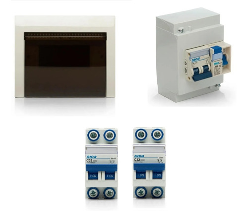 Caja Térmica 8 Módulos + Disyuntor Diferencial + Térmica X2