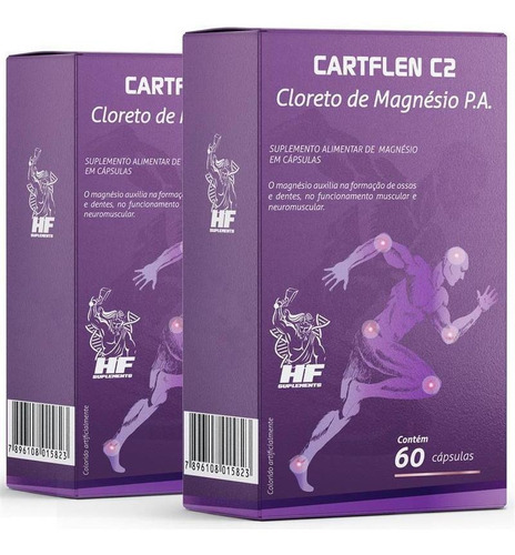 Kit 2 Cartflen C2 Cloreto  Magnesio P.a 60cápsulas
