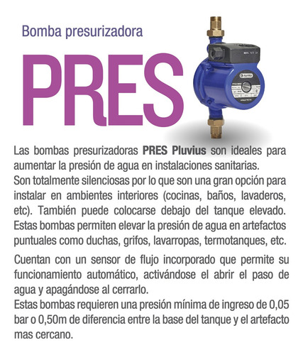 Bomba Presurizadora Pluvius Pres 100w Alta Presión