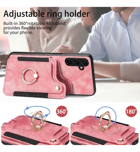 Capa De Cartão De Couro Com Suporte De Anel Para iPhone
