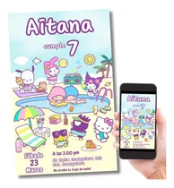 Comprar Invitación Digital Hello Kitty Y Amigos Albercada Pool Party