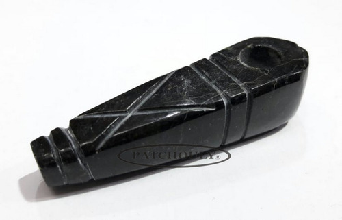 Imagen 4 de 5 de Pipa De Piedra Obsidiana Hecha Mano Chica Personal Sarcófago