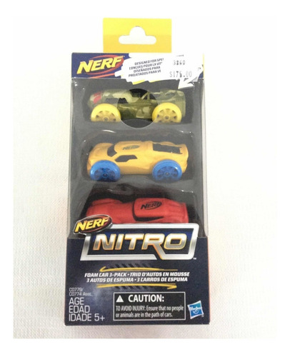 Nerf Nitro Carritos De Espuma Coche 3-pack