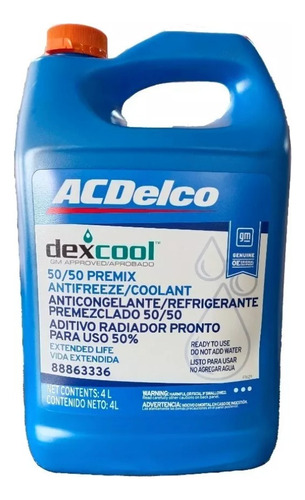 Liquido Refrigerante 50/50 Acdelco Anticongelante Naranja