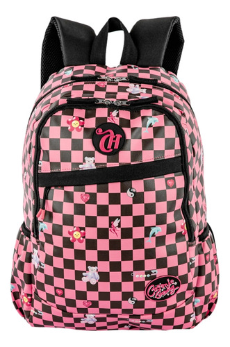 Mochila 2 Compartimentos Capricho Pop Cosmic Sestini Cor Rosa E Preto Desenho Do Tecido Liso