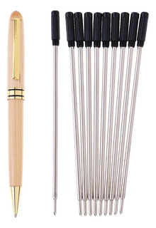 2 en 1 pluma de bambú roja pluma Rotatable caja de bolígrafo Pen