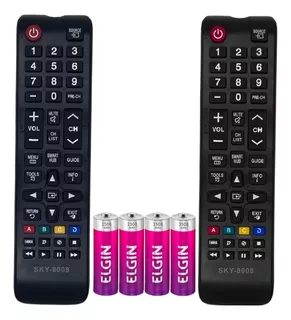 Kit 2 Controle Remoto Para Tv Samsung Smart Hub Led + Pilhas