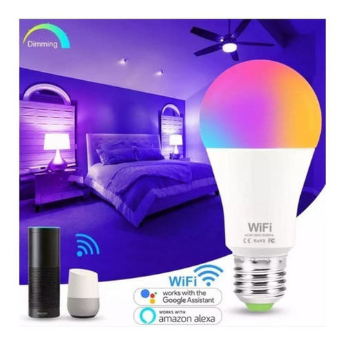 Imagen 3 de 3 de Ampolleta Inteligente Wifi Led Rgb Colores Música Fiesta App