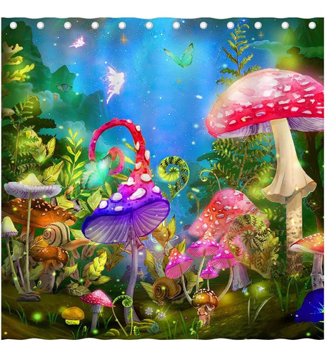Cortina De Ducha Juirnost Mushroom Enchanted Forest, Diseño