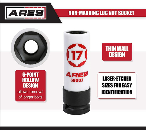 Ares 59003-17mm 1/2-inch Drive Non-marring Lug Nut Socket -