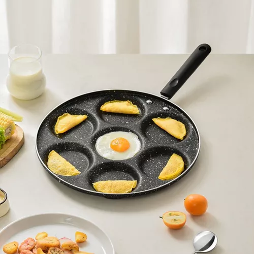 Sartenes para huevos, panqueques con waffles de 7 tazas, sartén  antiadherente con mango antiquemaduras, para panqueques para cocina,  restaurante
