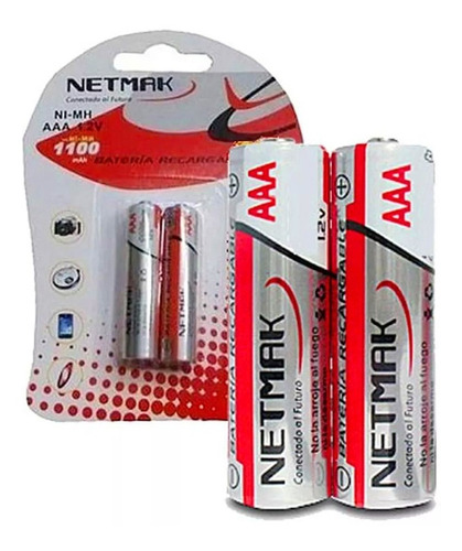 2 Pilas Recargables Triple Aaa Netmak Ni-mh 1100mah 1.2v