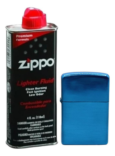 Kit Zippo/ Gas + Encendedor Tipo Zippo Azul 