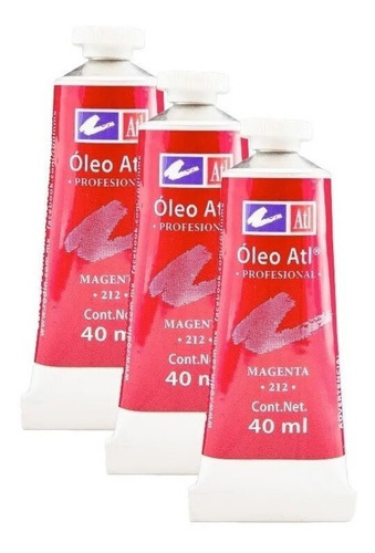 Oleo Atl T-14 40ml Arte Pintura Colores A Escoger 3 Pack Color del óleo Magenta No.212 3Pzs