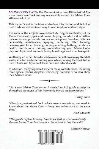 Maine Coon Cats - The Owners Guide From Kitten To Old Age -, De Kendall, Rosemary. Editorial Cat Experts, Tapa Blanda En Inglés, 2014