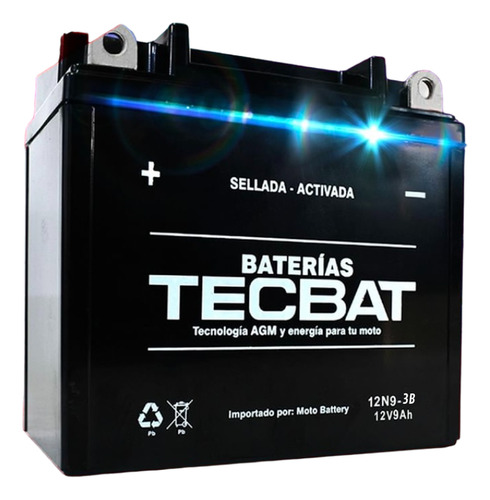Bateria Tecbat 12n9-3b Cb450 Xr250 Xtz250 Pulsar200 Herohunk