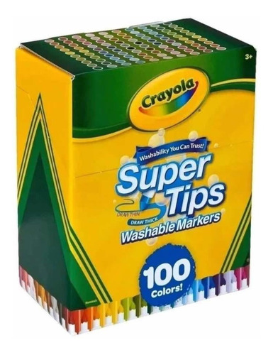 100 Plumones Crayola De Colores Lavables Súper Tips Ori