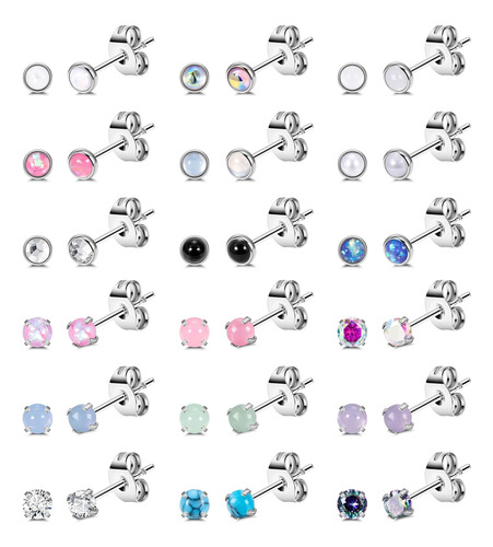 Someitia Juego De 18 Pares De Aretes De Acero Inoxidable De